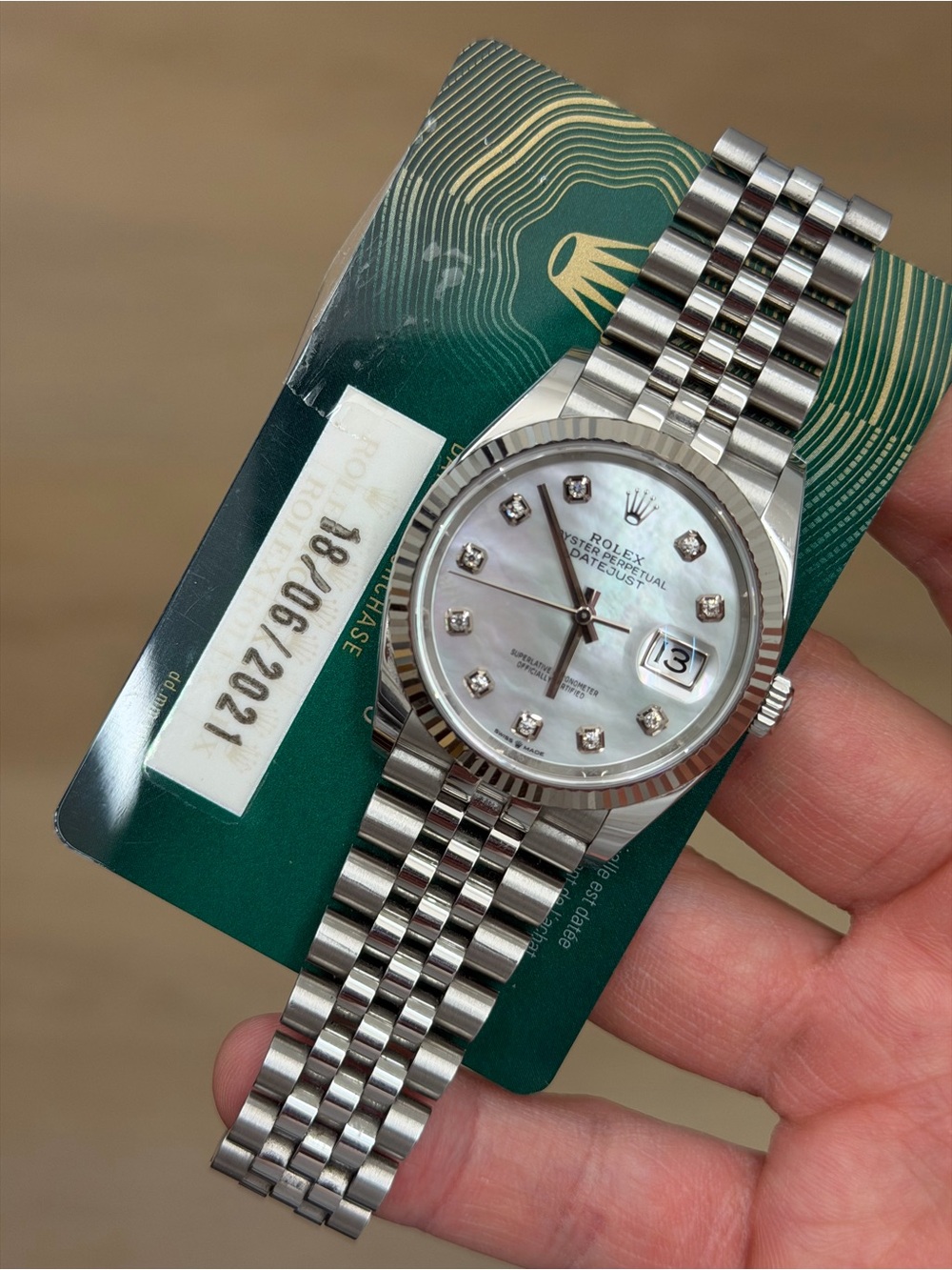 Rolex 36MM 126234 mother of pearl box & papers